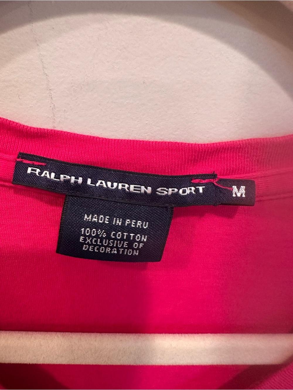 Ralph Lauren Sport Pink V-Neck Tee with Lime Pony Cotton Preppy Summer Sz M - Picture 6 of 6